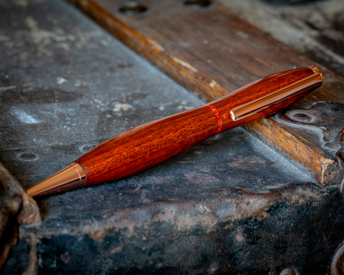 Bloodwood & Fire Opal Ballpoint Pen | Modified Slimline